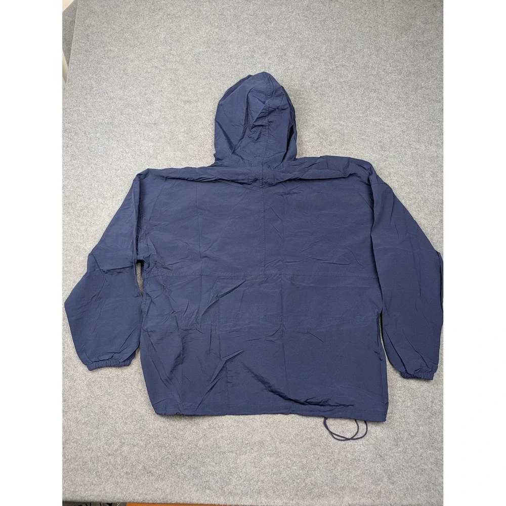 Vintage Woolrich Jacket Mens Large Blue Nylon Anorak Hooded 1/4 Zip Pullover